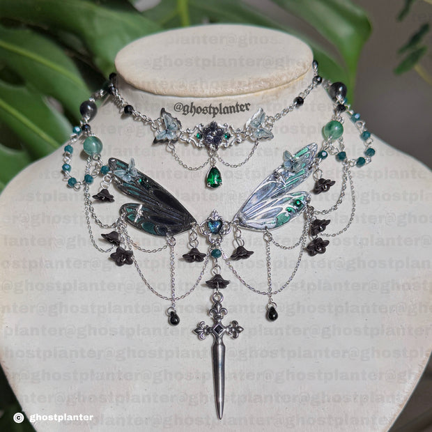 Silver Stainless Steel Goth Fairy Princess Necklace