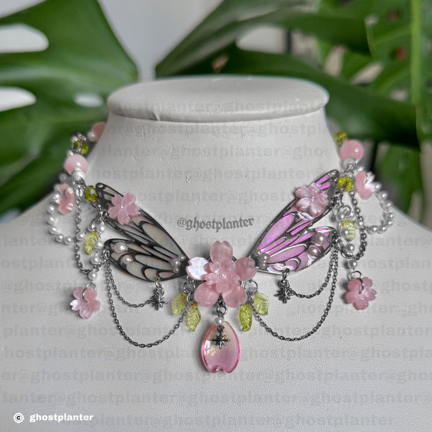 Golden or Silver Stainless Steel Sakura Fairy Princess Necklace