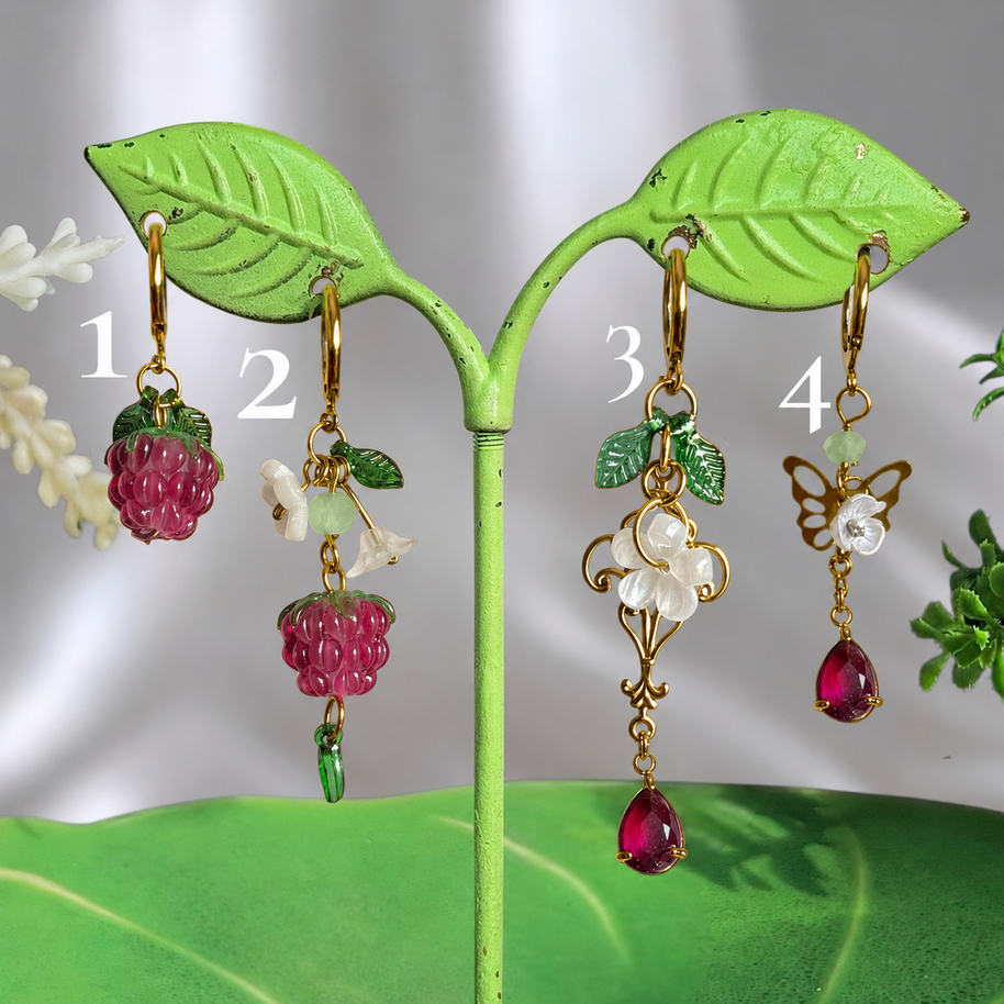 Golden or Silver Stainless Steel Raspberry Earrings (1pcs)