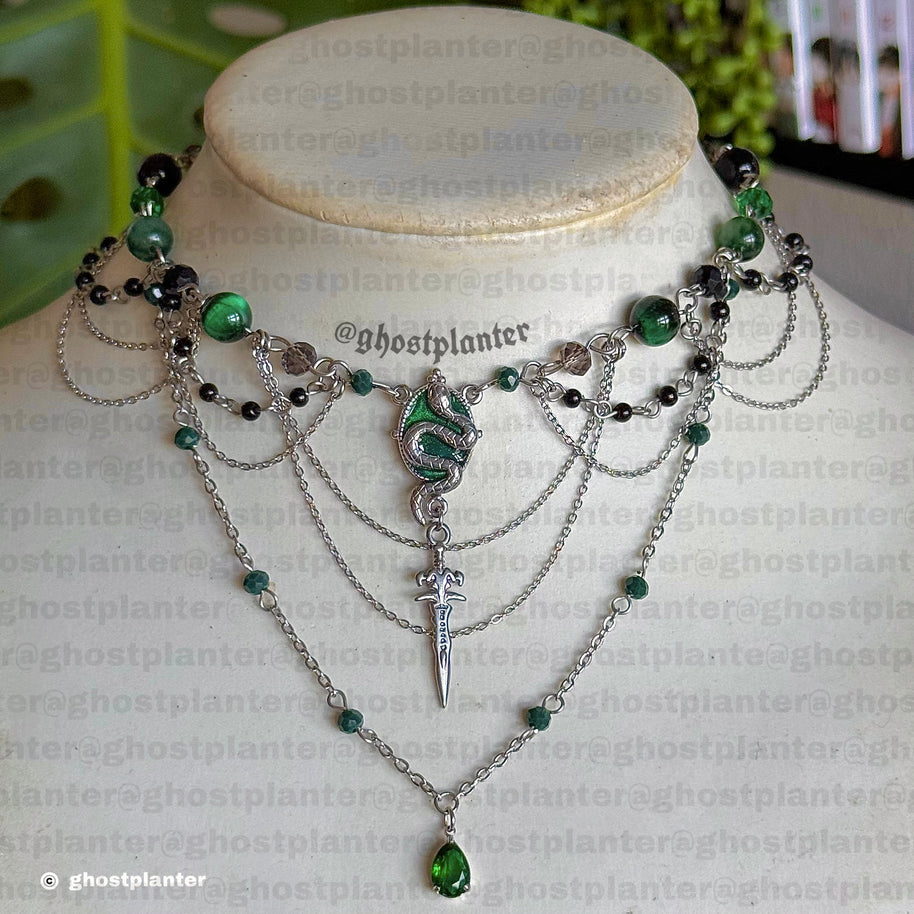 Silver Steel Snake Witch Necklace