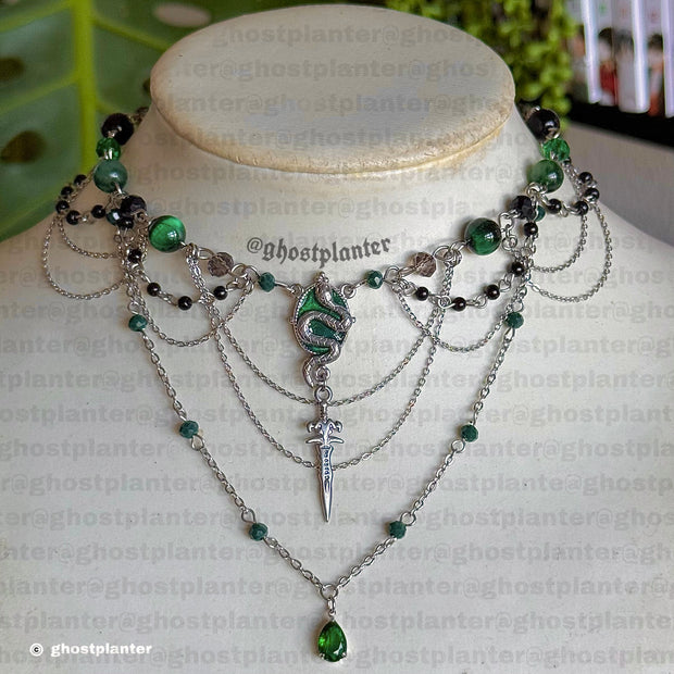 Silver Steel Snake Witch Necklace