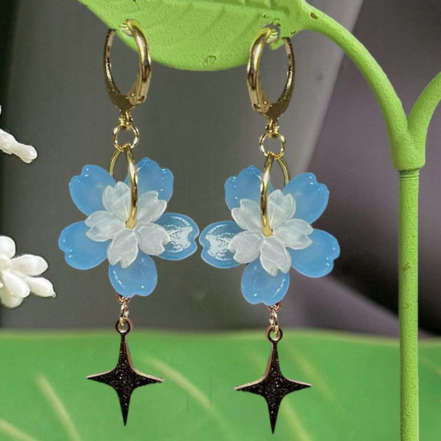 Golden Steel Symmetrical or Asymmetrical Spring Sakura Earrings