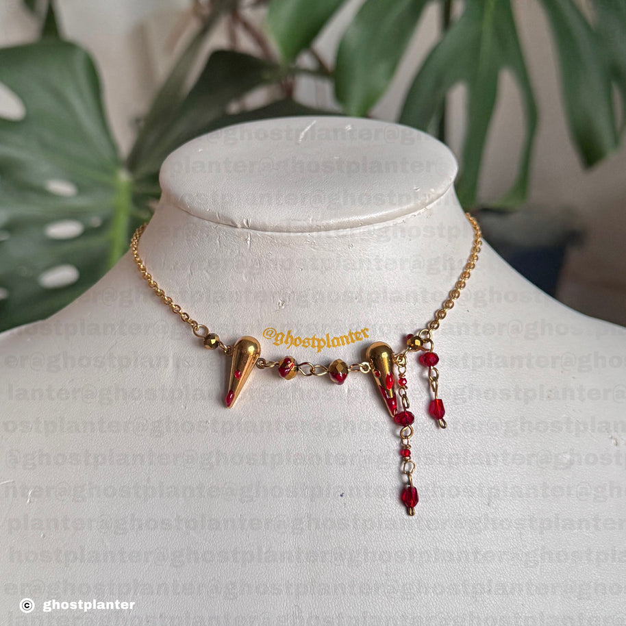 Golden or Silver Stainless Steel Bloody Bite Necklace
