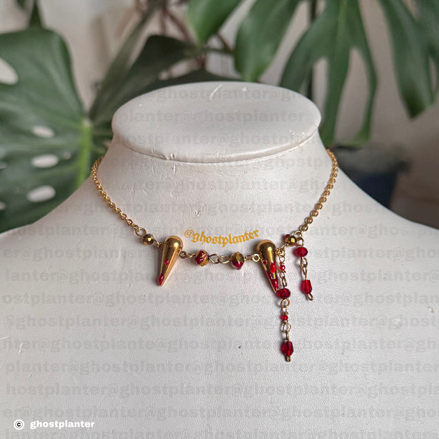 Golden or Silver Stainless Steel Bloody Bite Necklace