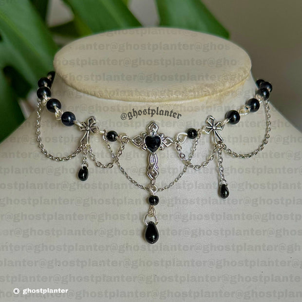 Silver Alloy Cross Choker