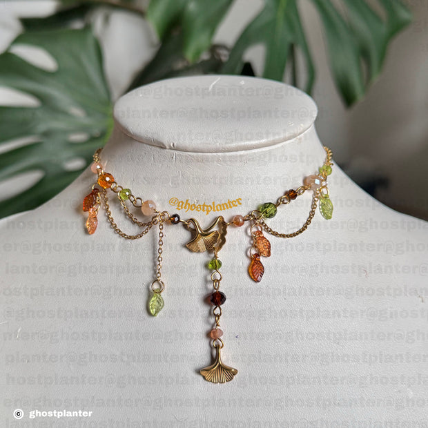 Silver or Golden Stainless Steel Ginkgo Necklace