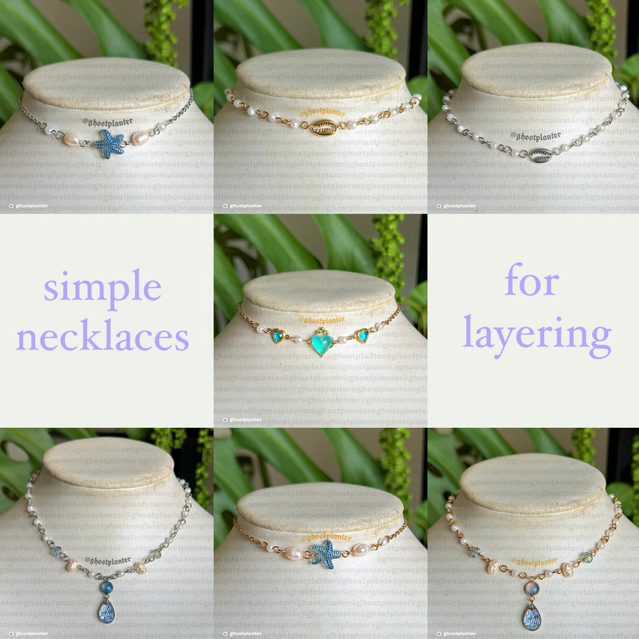 Golden or Silver Steel Mermaid Drop Layering Necklaces