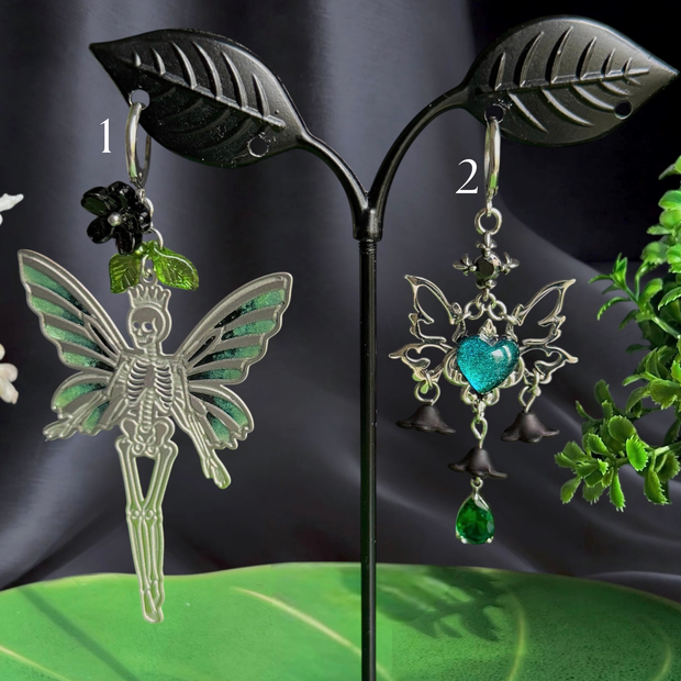 Silver Stainless Steel Goth Fairy Earrings 1pcs
