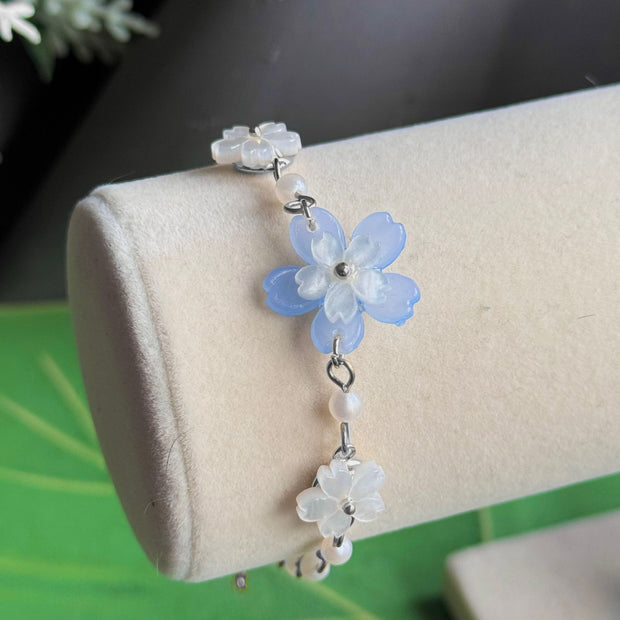 Silver or Golden Steel Spring Sakura Bracelet