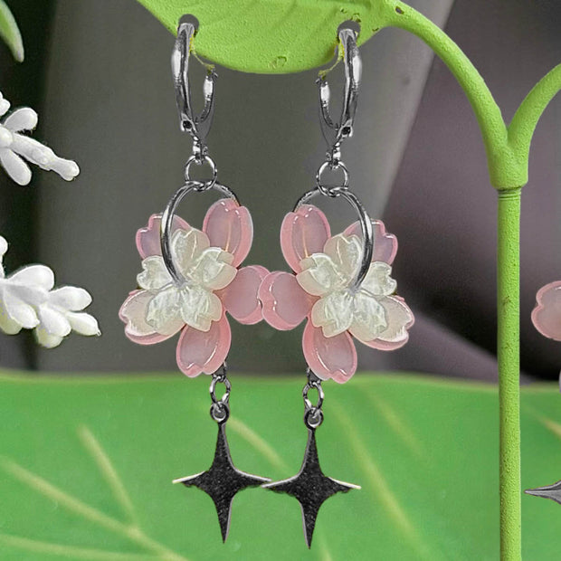 Silver Steel Symmetrical or Asymmetrical Spring Sakura Earrings