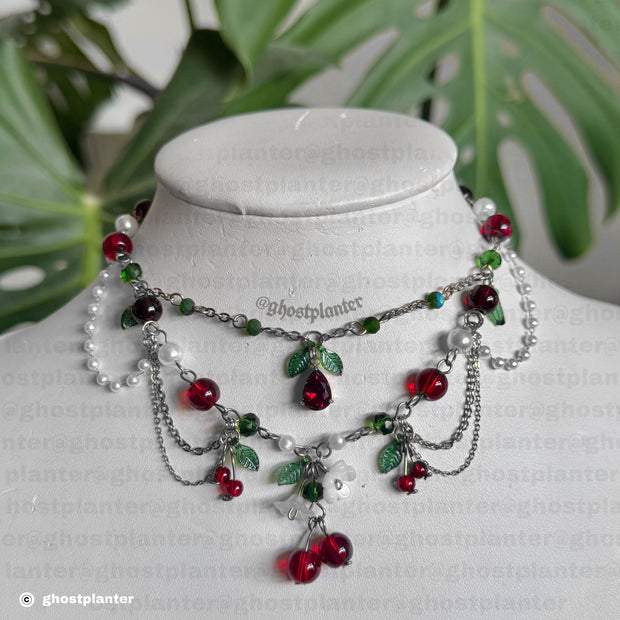 Silver or Golden Stainless Steel Cherry Necklace