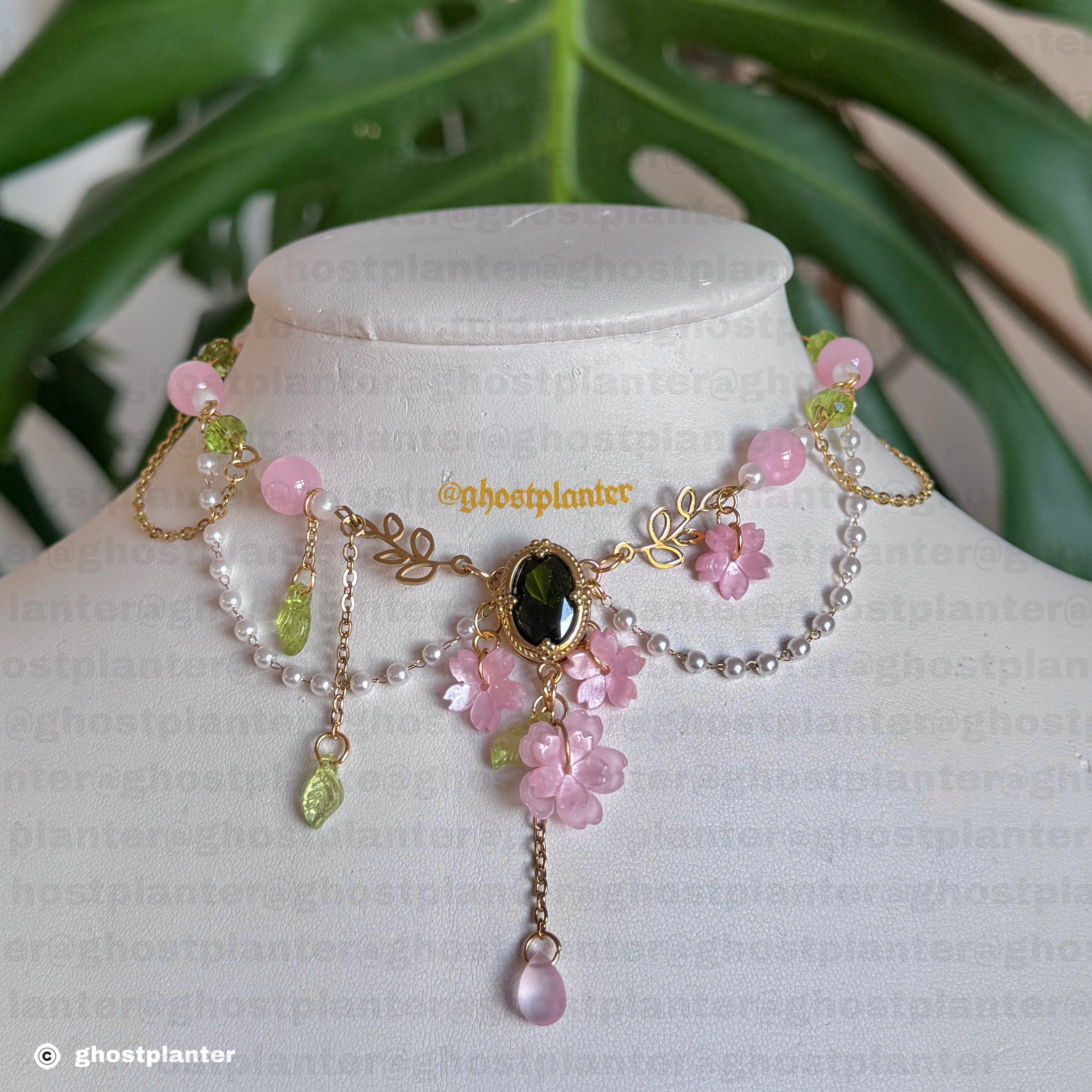 Golden or Silver Stainless Steel Sakura Garden Necklace