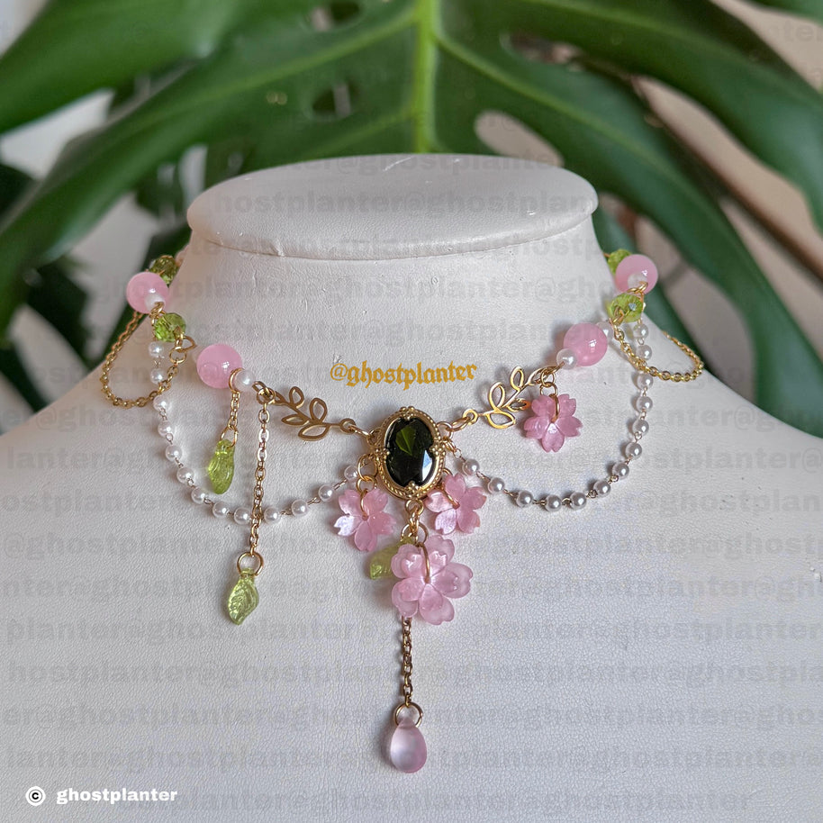 Golden or Silver Stainless Steel Sakura Garden Necklace