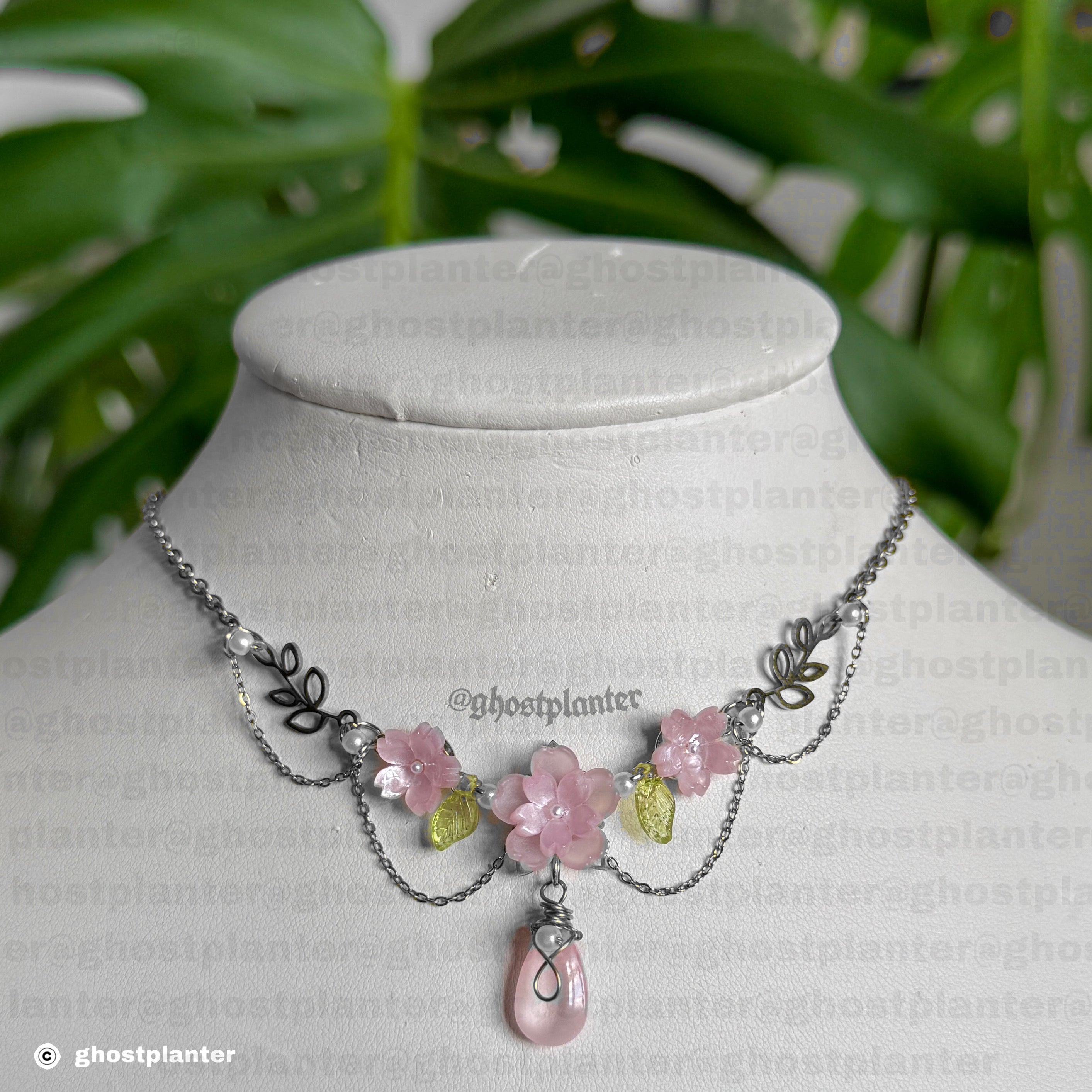 Golden or Silver Stainless Steel Sakura Blossom Necklace
