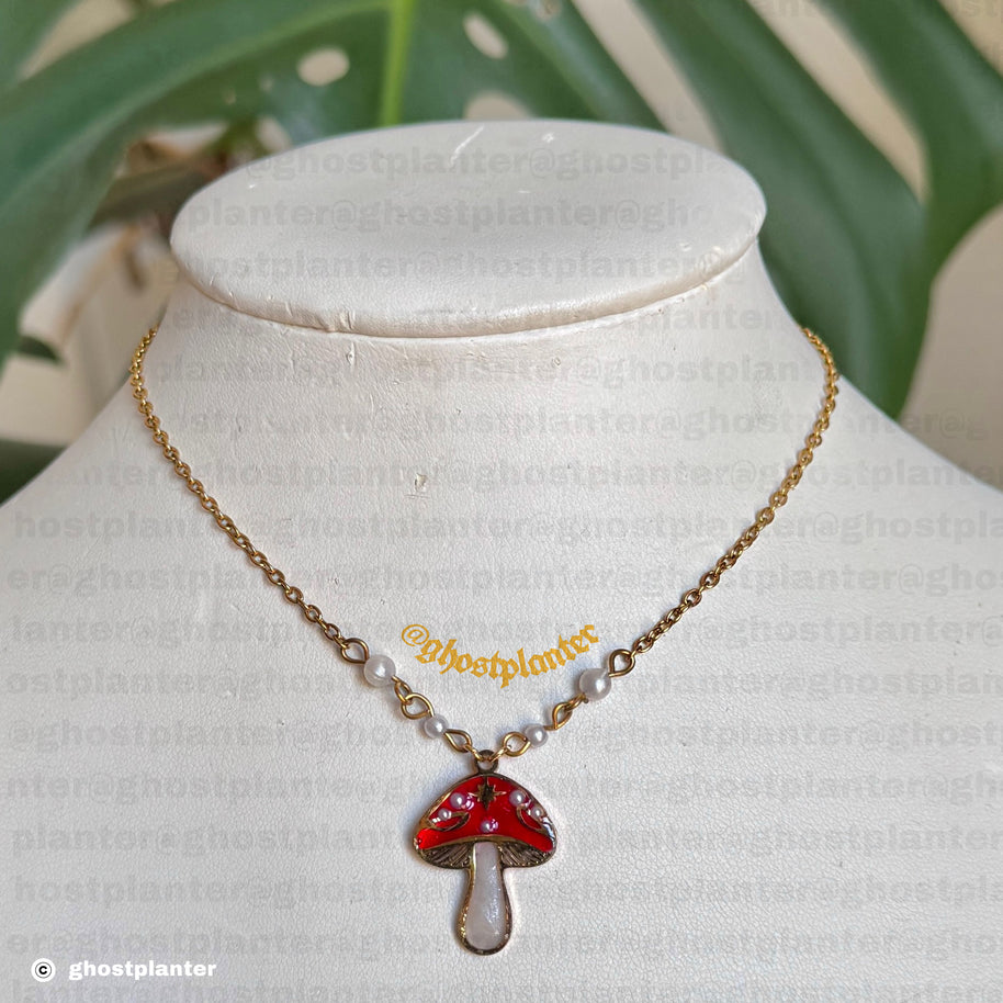 Silver or Golden Stainless Steel Mushroom Necklace