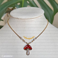 Silver or Golden Stainless Steel Mushroom Necklace