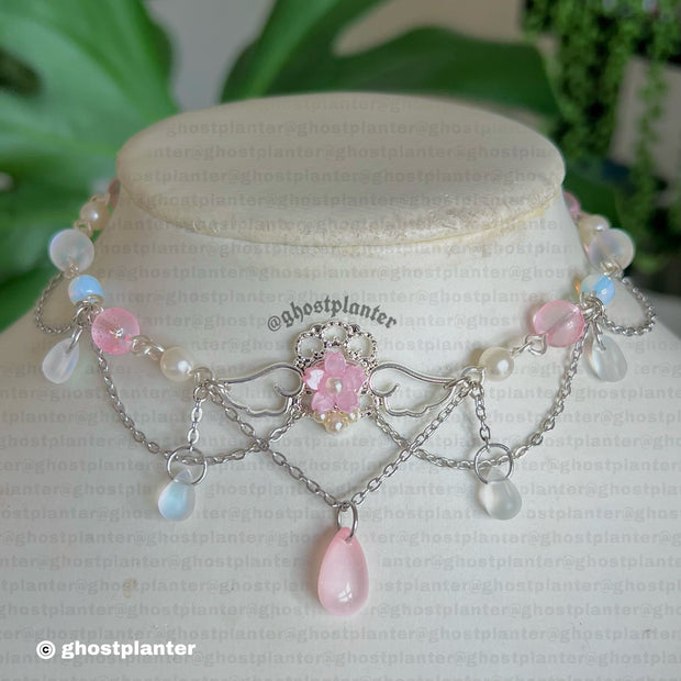 Golden or Silver Alloy Sakura Necklace