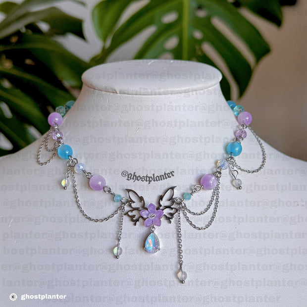 Silver Stainless Steel Lyra Necklace
