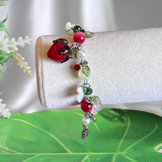 Golden or Silver Stainless Steel Strawberry Bracelet