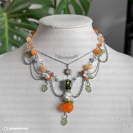 Silver or Golden Stainless Steel Orange Necklace