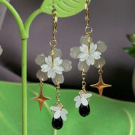 Golden Steel Symmetrical or Asymmetrical Spring Sakura Earrings