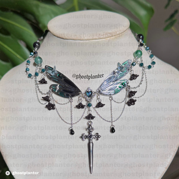 Silver Stainless Steel Goth Fairy Princess Necklace