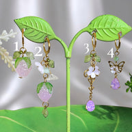 Golden or Silver  Stainless Steel Pink Strawberry Earrings (1pcs)
