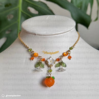 Silver or Golden Stainless Steel Orange Blossom Necklace