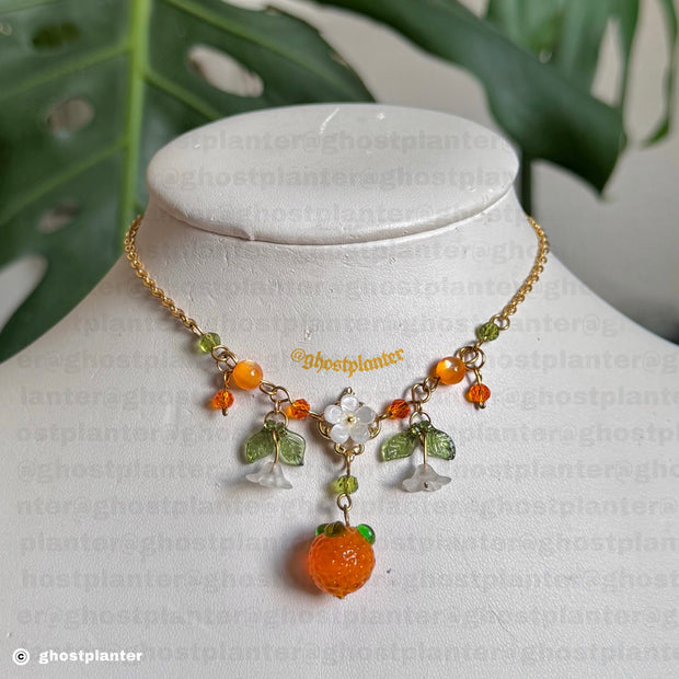 Silver or Golden Stainless Steel Orange Blossom Necklace