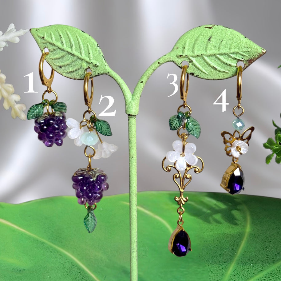 Golden or Silver  Stainless Steel Blackberry Earrings (1pcs)