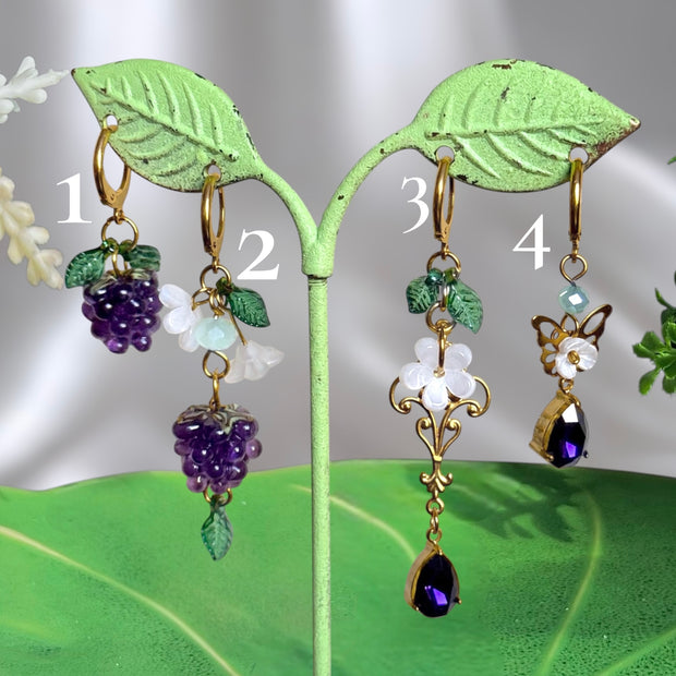 Golden or Silver  Stainless Steel Blackberry Earrings (1pcs)