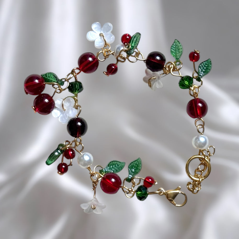Silver or Golden Stainless Steel Cherry Bracelet