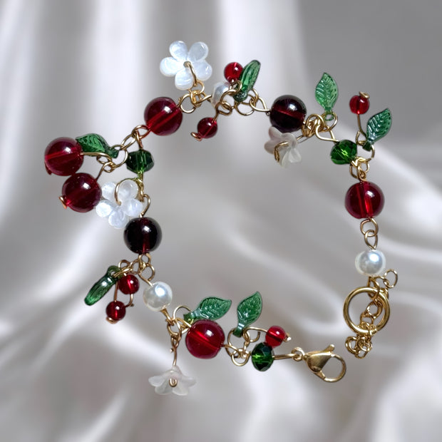 Silver or Golden Stainless Steel Cherry Bracelet