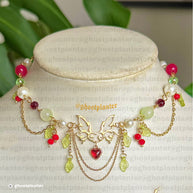 Golden Steel Cherry Heart Necklace
