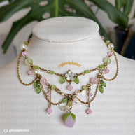Golden or Silver Stainless Steel Pink Strawberry Necklace