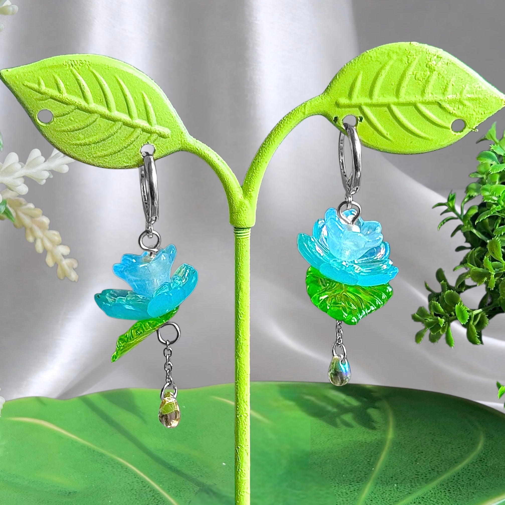 Golden or Silver Steel Water Lilies Earrings