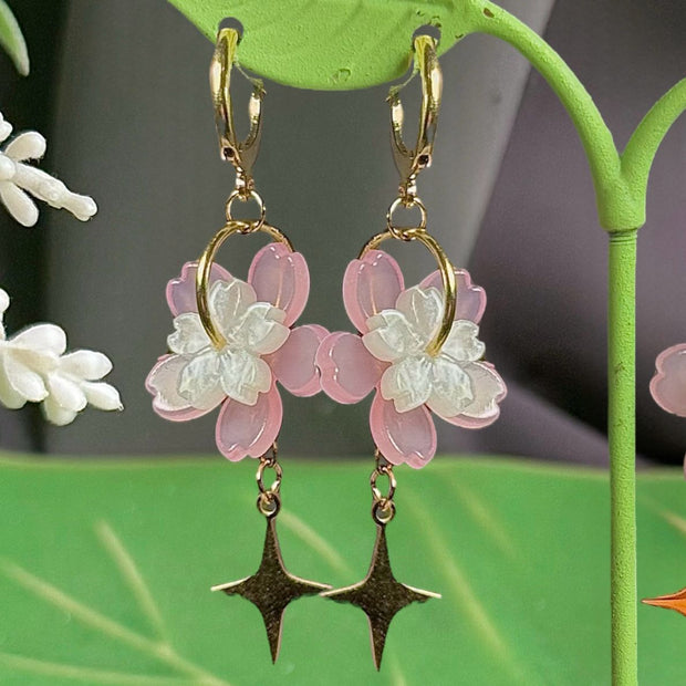 Golden Steel Symmetrical or Asymmetrical Spring Sakura Earrings