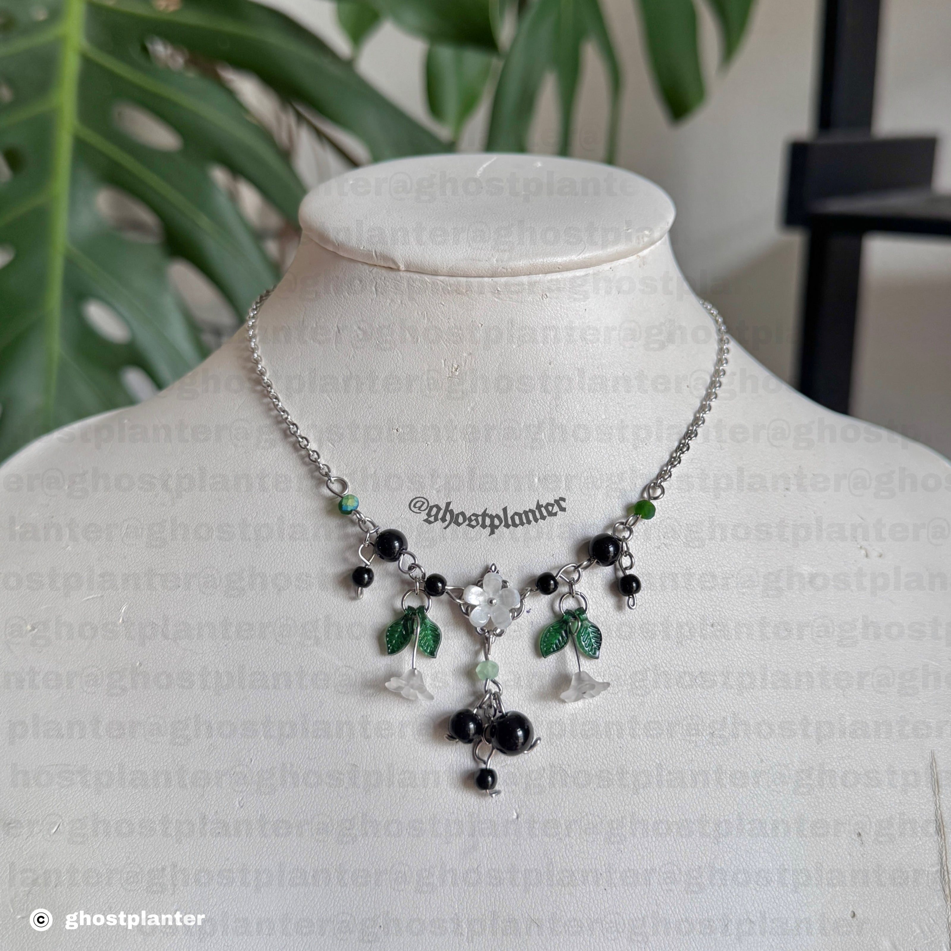 Golden or Silver Stainless Steel Black Currant Blossom Necklace