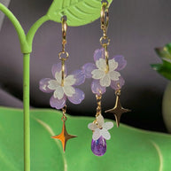 Golden Steel Symmetrical or Asymmetrical Spring Sakura Earrings