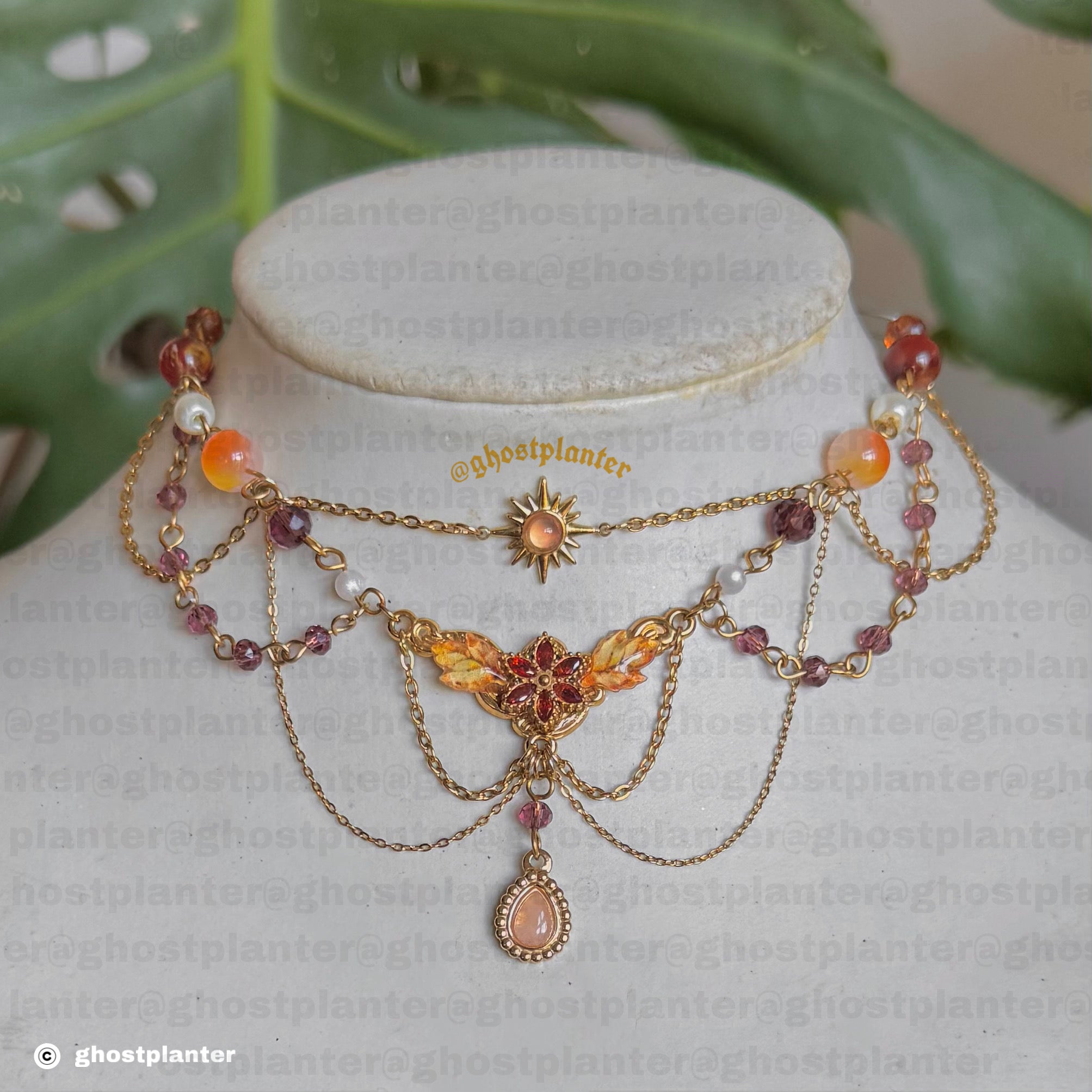 Golden Stainless Steel Golden Sunflare Necklace