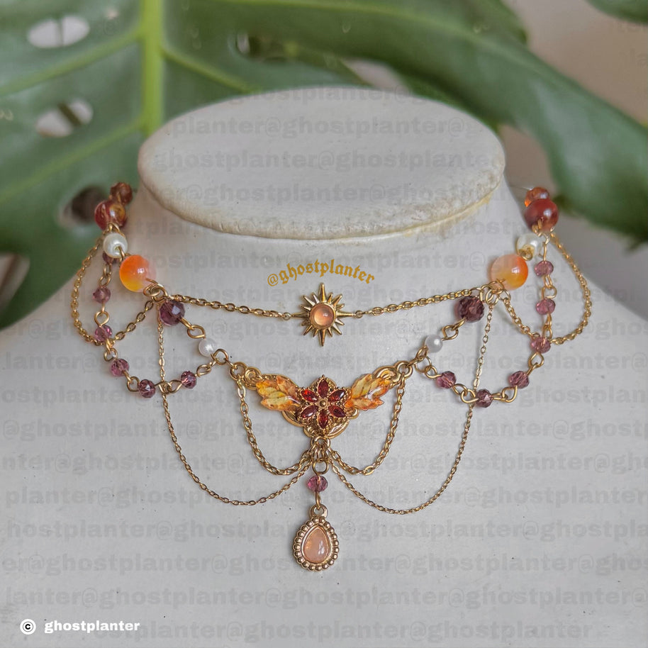Golden Stainless Steel Golden Sunflare Necklace