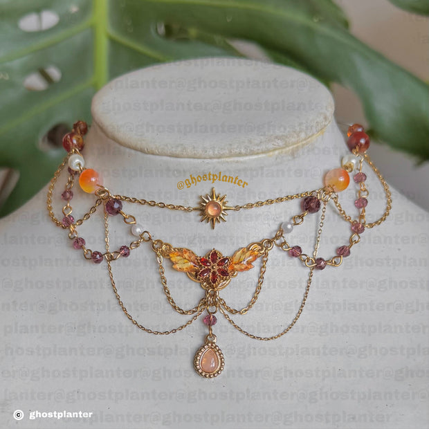 Golden Stainless Steel Golden Sunflare Necklace