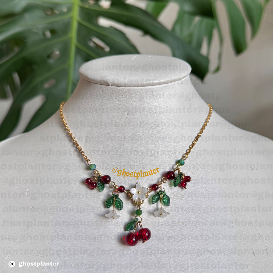 Silver or Golden Stainless Steel Cherry Blossom Necklace