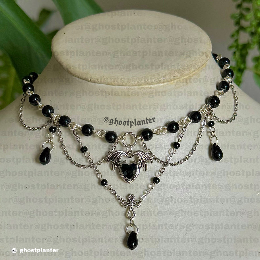 Silver Alloy Devil's Wings Necklace