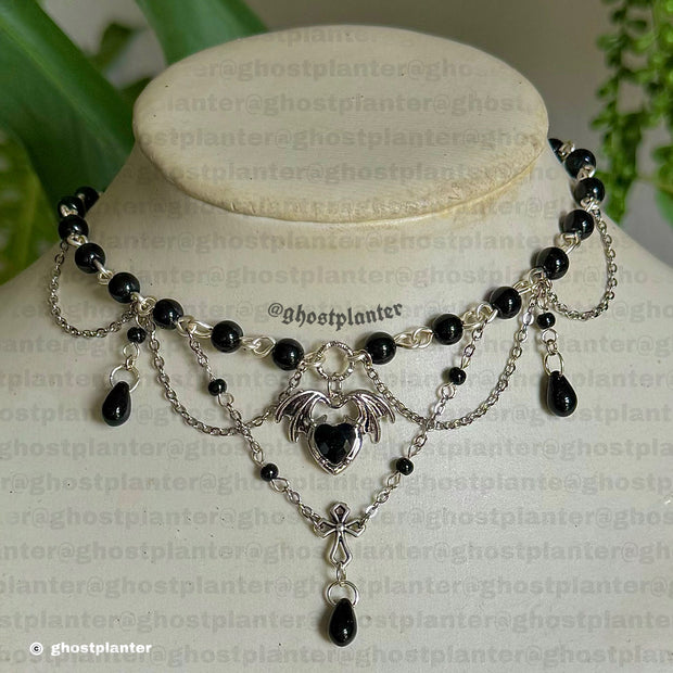 Silver Alloy Devil's Wings Necklace