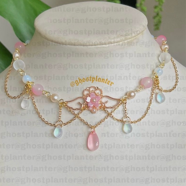 Golden or Silver Alloy Sakura Necklace