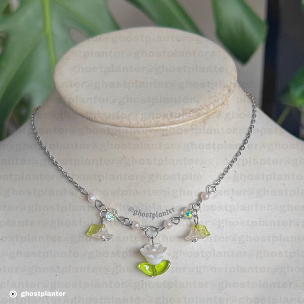 Gold or Silver Steel Tulip Necklace