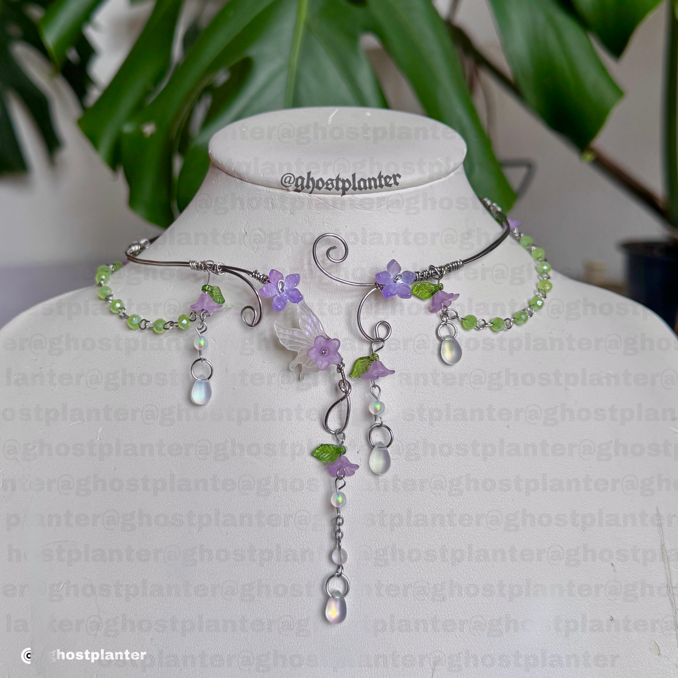 Silver Stainless Steel Purple Morgana Necklace