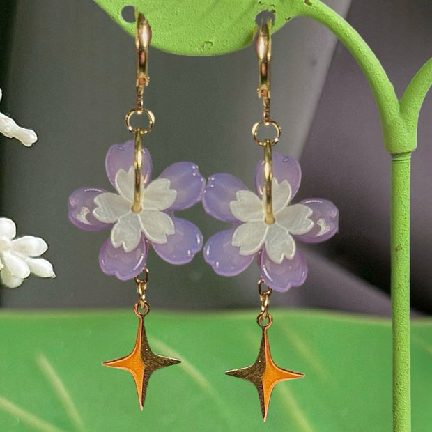 Golden Steel Symmetrical or Asymmetrical Spring Sakura Earrings