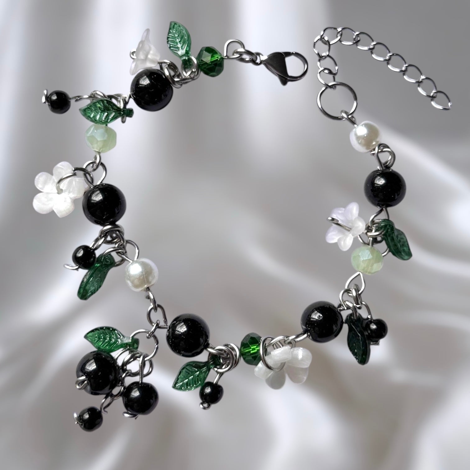 Golden or Silver Stainless Steel Black Currant Bracelet